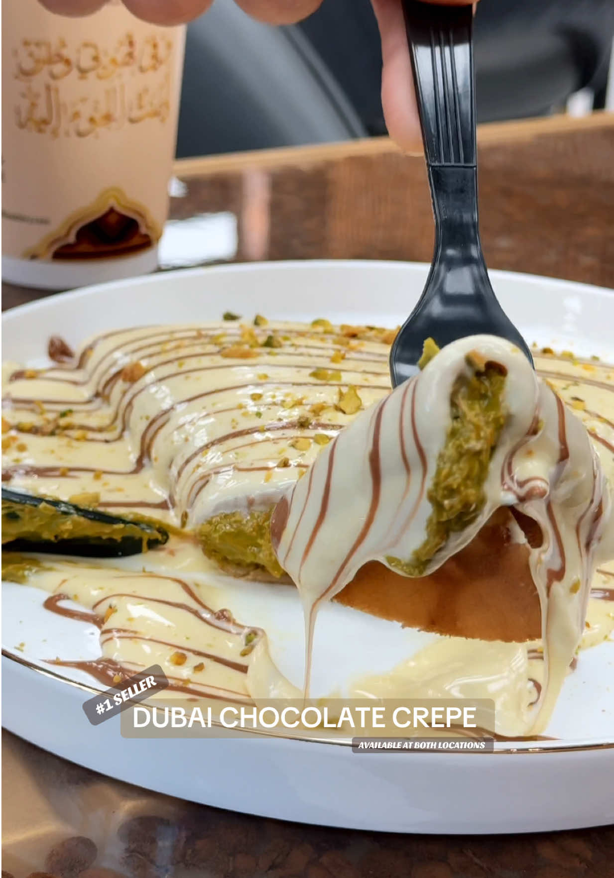 Meet the Dubai Chocolate Crêpe — our #1 best-seller for a reason!! . . . . . #crepe #dubaichocolatecrepe #royalroastery #houstontx        