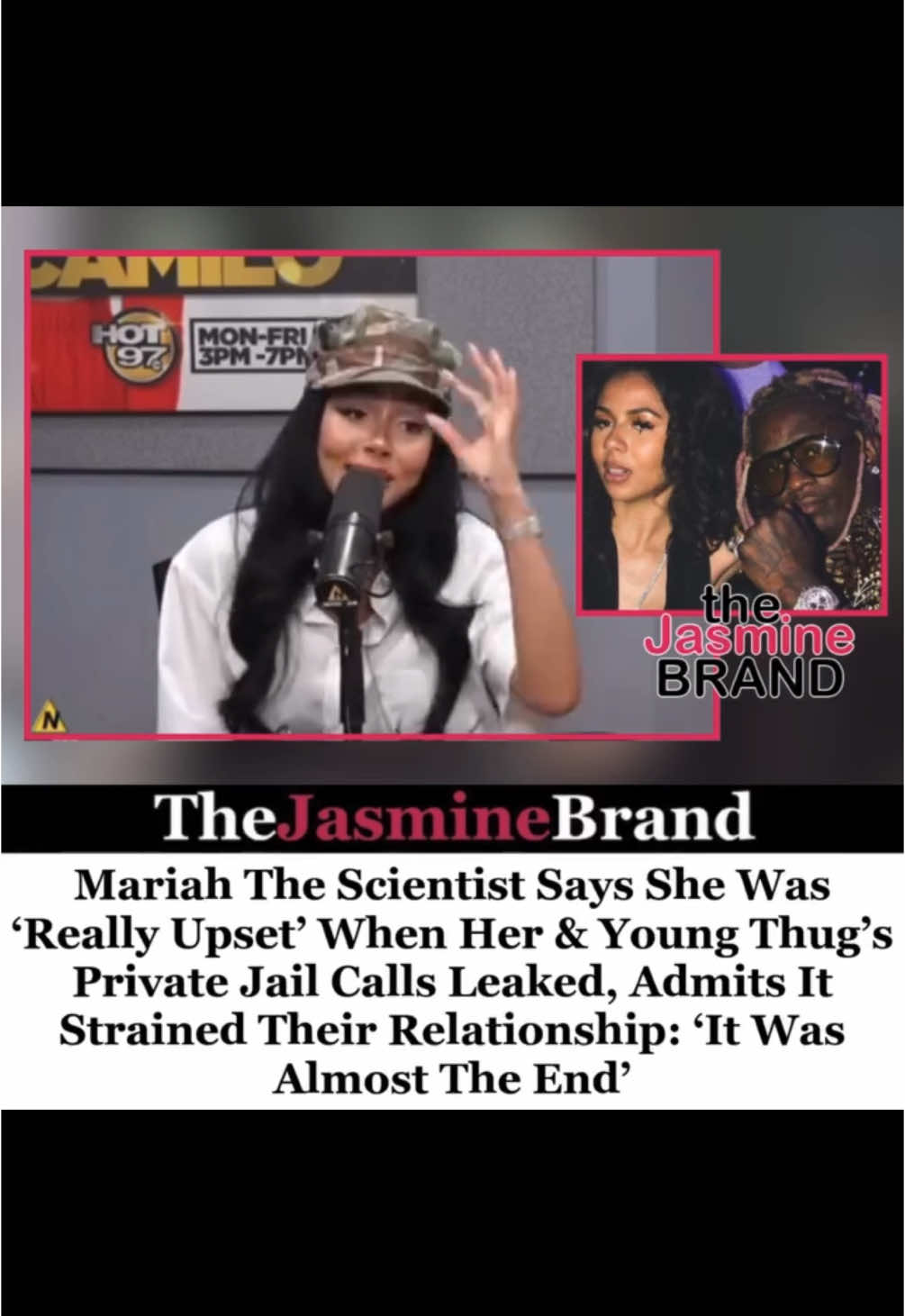 Mariah the Scientist is candidly opening up about the moment her intimate jail visit with Young Thug leaked online. The songstress spoke with Hot 97 about how upsetting the situation was, admitting she never wanted Thug’s children, or the rest of the world, to witness the “depth of [their] intimacy.” Mariah also revealed the incident put serious strain on their relationship, stating bluntly: “It was almost the end.” If you recall, the situation unfolded while Young Thug was still being prosecuted on RICO charges in Georgia. Multiple videos of Mariah’s jail visits surfaced online, showing the couple engaging in intimate conversations. Things got even messier when additional phone calls leaked, this time between Thug and another female visitor, which appeared to suggest he had a romantic relationship with her as well. Despite everything, Mariah says they worked through it, though it wasn’t easy. Are you surprised Mariah and Young Thug’s relationship survived the jail call scandal? 💭 🎥: Hot97 ✍🏾: Kay Johnson