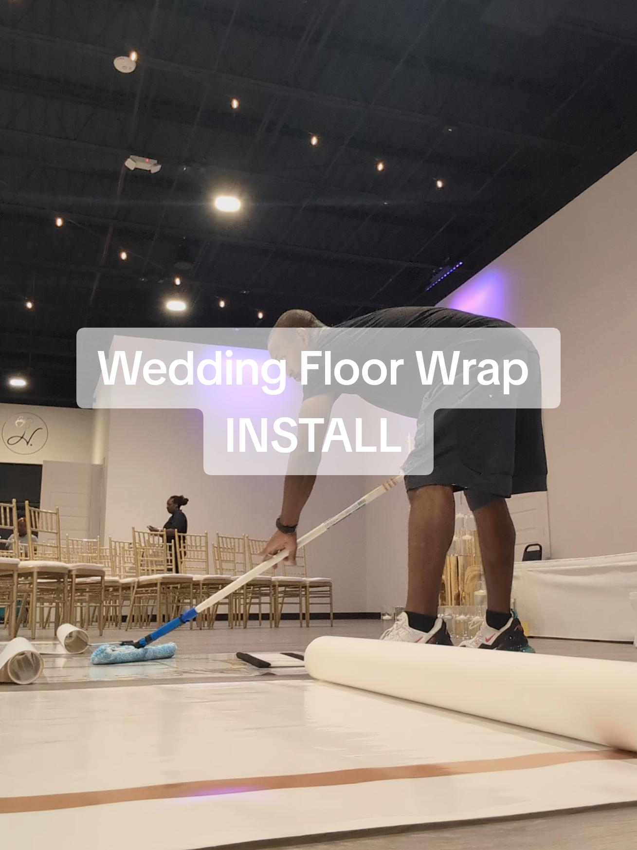 time lapse of a 12x12 wedding floor wrap  #weddingdancefloor #vinylwrap #floorwrap #dancefloor #weddingvendors 