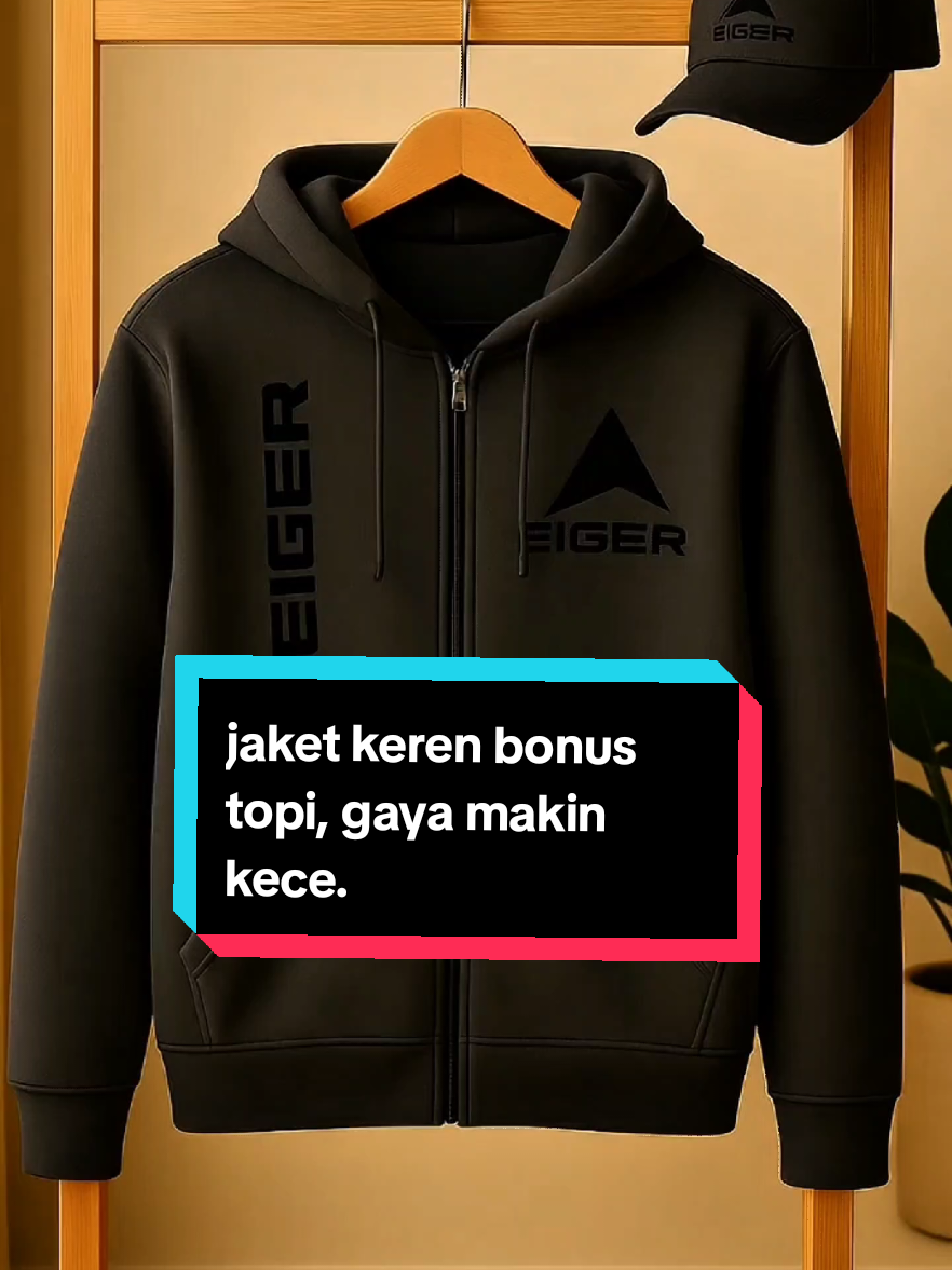 Rekomendasi jaket keren bonus topi, gaya makin kece! #JaketEiger #StreetwearPria #OOTDPriaKeren #HoodieKeren #TikTokShop