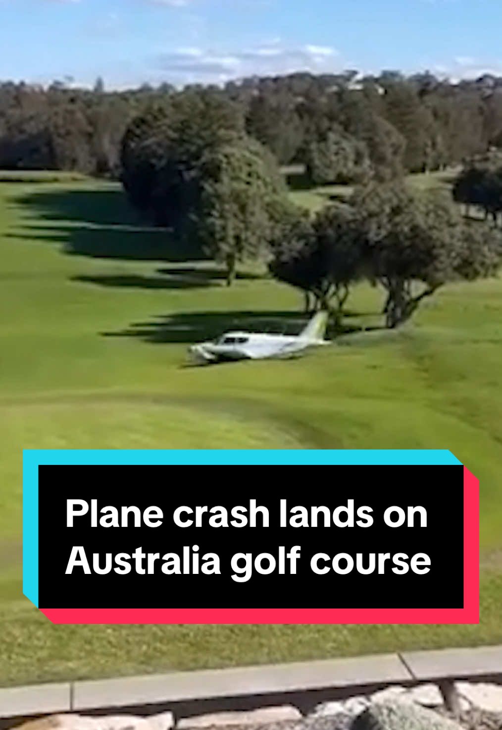 A small plane crash landed on a golf course in Sydney, Australia, on Sunday. According to the Sydney Morning Herald, it was a training flight that lost power with two people on board, both of whom escaped without serious injuries. Nobody on the ground was injured in the crash.  #plane #planecrash #golfcourse #sydney #australia 