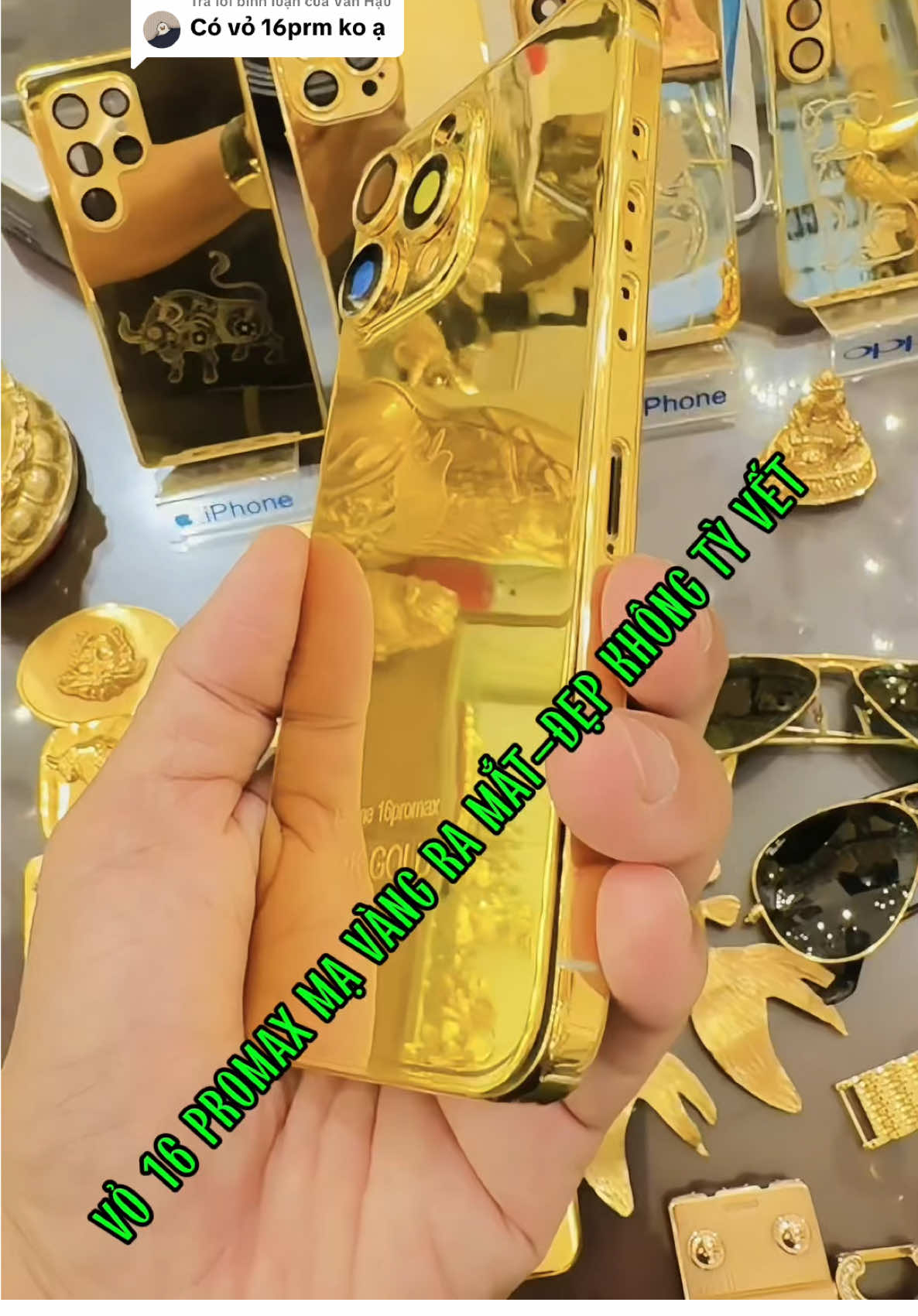 Trả lời @Văn Hậu Chiếc vỏ 16 promax mạ vàng thật đẹp ngất ngây😍#mavang24k #dichvumavang #16promaxmavang #15promaxmavang #iphonemavang 