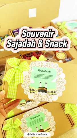 Bismillah ❤️HAMPERS FAHIMAMUKENA❤️ 💮SOUVENIR UMROH SAJADAH TURKEY +SNACK LENGKAP💮 Assalamualaikum Fahimamukena ngeluarin produk baru lhoo😍 Souvenir Sajadah ini cocok untuk acara : 🔸Souveni Umroh 🔸Souvenir Haji PAKET SOUVENIR SAJADAH berisi : 🔸1 Sajadah Turkey 110*60cm 🔸3pcs Kurma Cup 🔸1pcs Candy Coklat 🔸Air Zamzam 🔸Coklat Kerikil Cup 🔸Kacang Arab Cup 🔸Packing Box Hampers 🔸Packing Cantik Dengan Pita & Kertas Satin Harga : 43.900 (best price) Barang High Quality💚 🌹Nb : FREE GRATIS KARTU UCAPAN ACARA UMROH/HAJI/Dll Terlihat mewah dan super elegan gift package dari Fahimamukena ini tentunya berbahan istimewa, dan dikemas dengan cantik. InsyaAllah dengan kamu memberikan Islamic gifts maka pahalanya akan mengalir kembali kepadamu jg😍 Jazakumullah khair, Semoga bermanfaat💚 #hampersumroh #souvenirumrohhaji #souvenirumrohdanhaji #souvenirhajiumroh #oleholehhajiumrah                         