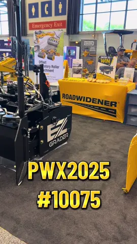 #PWX2025 Chicago. Booth# 10075. Stop by and see our attachments. Road Widener - Offset Vibratory Roller - E-Z Grader. Register to win an Outdoor Pizza oven! 🍕