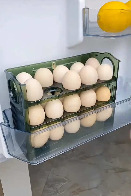 30 Grid Egg Tray Three Layer Egg Storage Box Organizer Rack Container Automatic Flip TransparentCover #goodthing #fyp #foryou #TikTokShop 