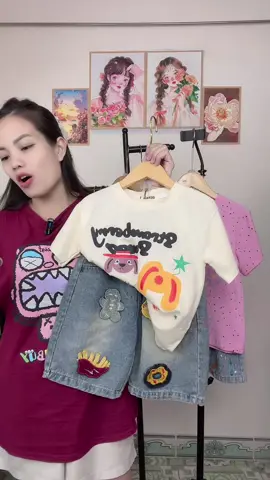 #tiktoklive #livehighlights set bộ áo phông quần jean ngố lửng chất ngầu cho bé gái size từ 15/40kg#thoitrangtreem #setboxinh #setdihocchobe 