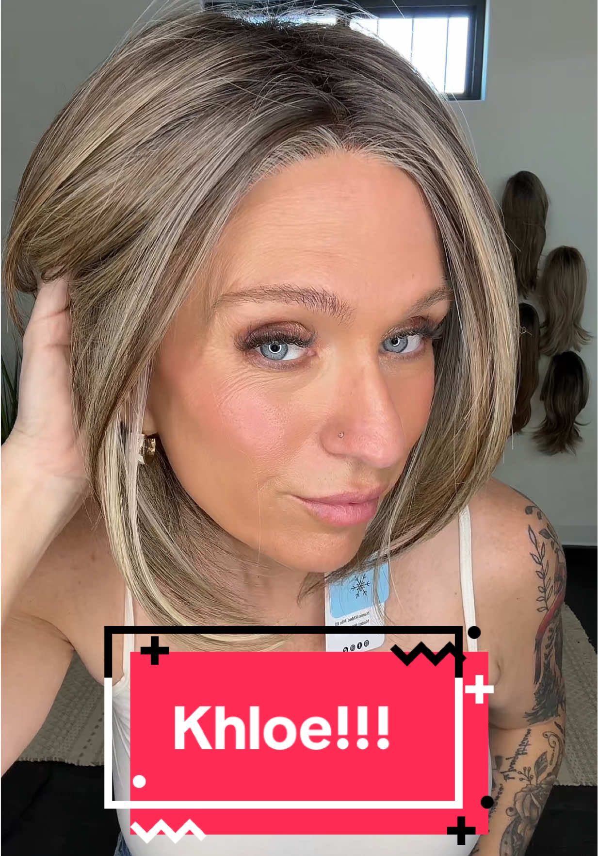 Khloe by JBExtensions #Syntheticwig #bobwig #gluelesswig #jbextension Shown in Milan Blonde, Venice Blonde, Bright Hazlenut Waffle 