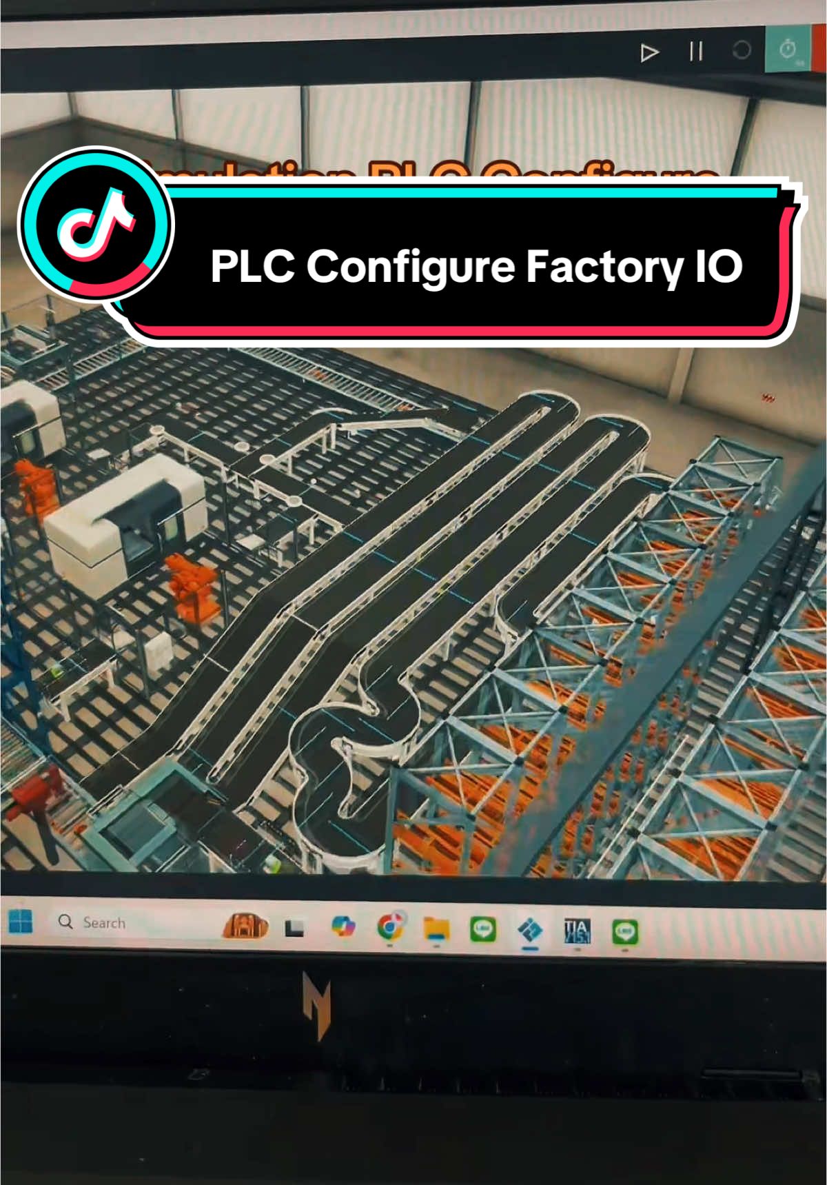 Simulation PLC Configure Factory IO มีสอนอยู่ครับ #CapCut #PLC #ไฟฟ้า #Automation #Conveyor #Robot #programming 