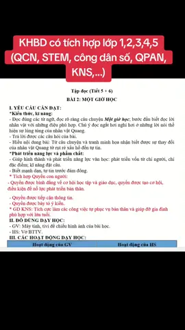 Kế hoạch bài dạy tích hợp #tieuhoc #hocsinh #xuhuong #giaovien 