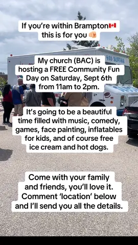 My church is hosting a FREE Community Fun Day on Saturday, September 6 from 11am – 2pm. It’s open to everyone 🙌 There will be face painting, games, live music, inflatables, a comedy show, ice cream, and hot dogs – all for FREE😀 It’s a day to have fun, connect with people, and enjoy community. So bring your family, bring your friends, and come join us. We can’t wait to see you there! Type ‘location’ in the comments and more details will be sent to your dm. #canada_life🇨🇦 #community #fypシ゚viral🖤tiktok #christiantiktok #fypシ゚ #creatorsearchinsight 