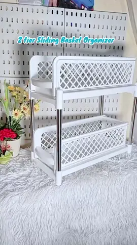 2 tier Sliding Basket Organizer ☺️ #slidingbasket #organizer #fyp #viralvideo 