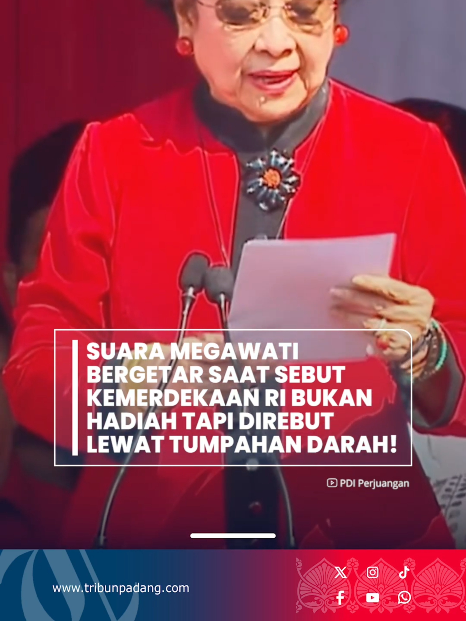 Suara Megawati Bergetar! Ingatkan Kemerdekaan RI Bukan Hadiah, Tapi Direbut Lewat Darah dan Air Mata Penulis: Fransiskus Adhiyuda Prasetia  Editor: Dewi Agustina   Editor Video: Ilham Bintang Anugerah  Uploader: Erwin Joko Prasetyo #megawati