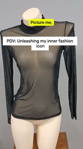 Women's Sheer See-Through Long-Sleeve Bodysuit with Built-In Bra – Casual Black Mesh Top, Plus-Size T-Shirt, Sexy & Seductive 