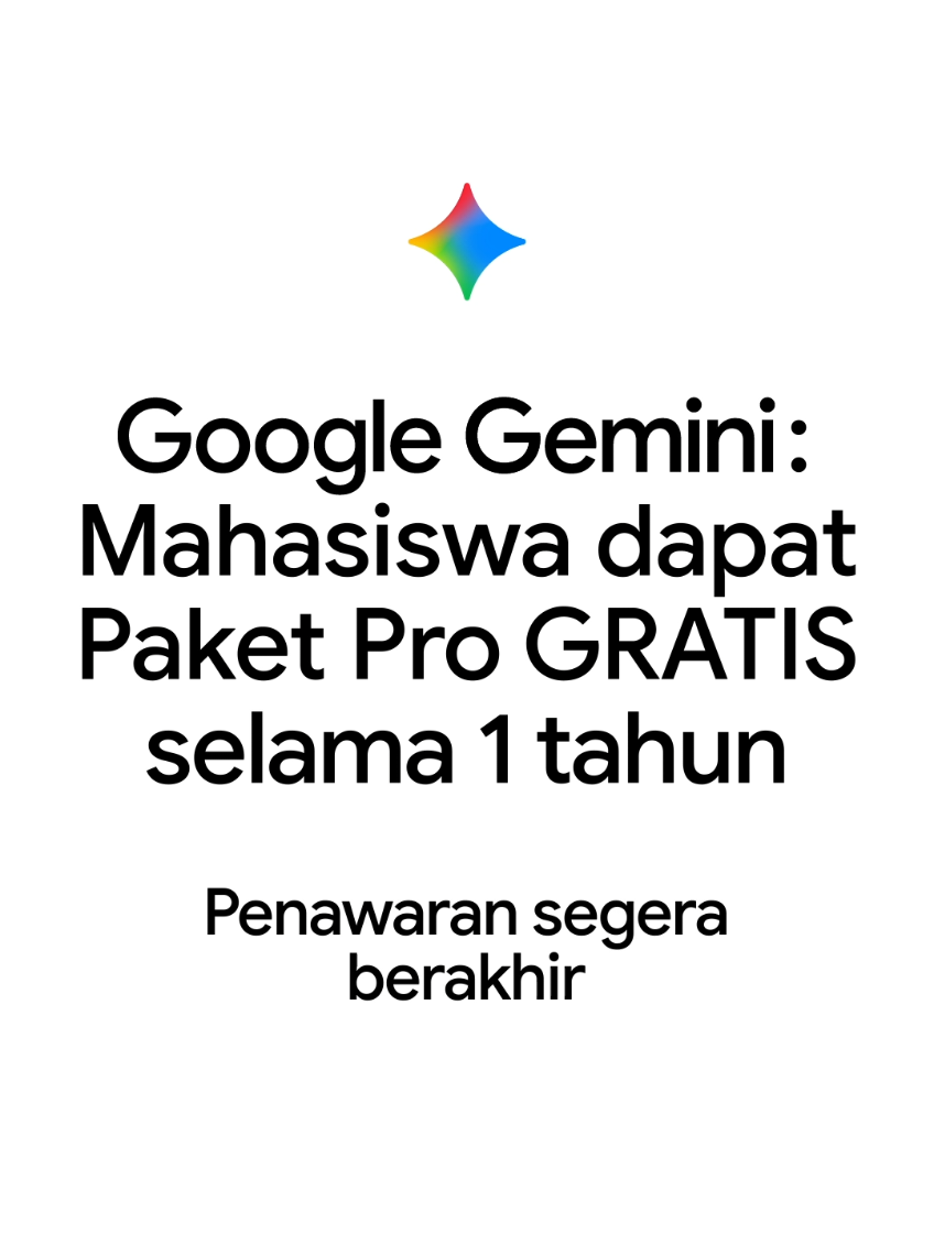 YOIII~ Paket Pro di Gemini GRATIS TIS TIS TIS buat Mahasiswa selama 1 tahun! 🎓 Kamu bisa pakai Notebook LM buat ngeringkas dokumen ✍️, terus bisa bikin audio overview alias ringkasan suara dari file PDF atau Google Docs! Gak perlu nunggu semester depan, yang kamu perlu cuma daftar dan nikmatin semua fitur canggihnya Paket Pro di Gemini secara GRATIS. 📝 Buat belajar, nyicil skripsi, atau sekadar paham materi, semua bisa! Cek infonya & daftar sekarang di: goo.gle/freeproid_tt atau lo bisa langsung klik link di bio! #GeminiDrop #GoogleGemini #Mahasiswa #NotebookLM