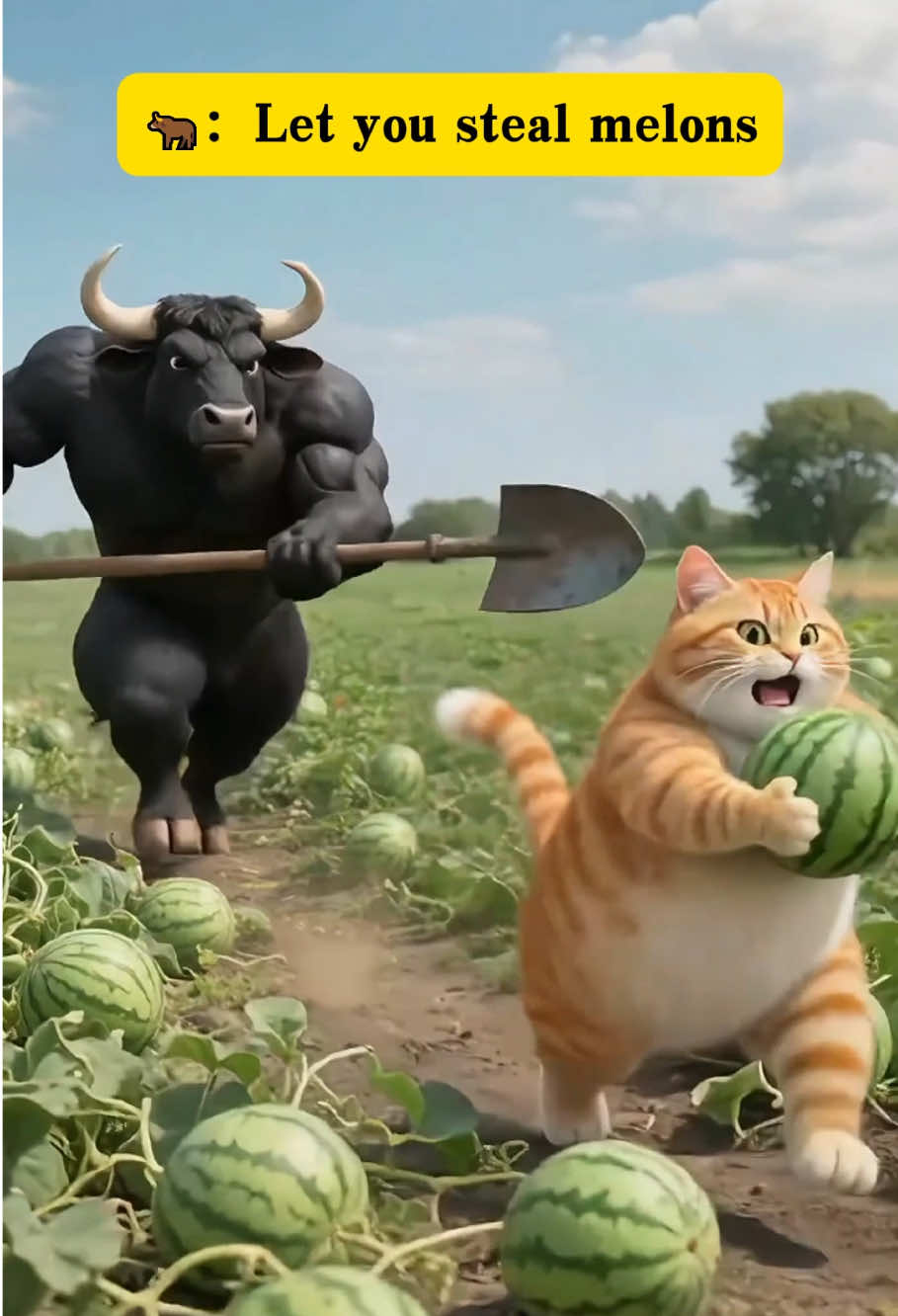 The fat orange cat wanted to steal melons,but unfortunately…#orangecat #video #aivideos #funny #funnycat #inversion 