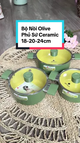Bộ Nồi Elmich Olive Chống Dính Ceramic An Toàn Size 18-20-24cm #elmich #bonoi #bonoibeptu #bonoichongdinh #giadung 