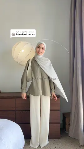 Replying to @Qtpie🍭 heres the shawl tutorial! kalau nak flowy, guna material flowyy tau. My tudung is Ikatan Series from @TudungPeople in the code Lime!