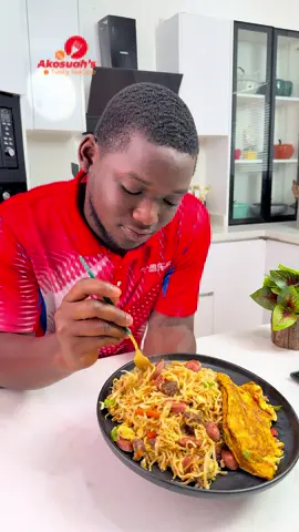 GHANAIAN 🇬🇭STREET STYLE INDOMIE ✅INGREDIENTS  Indomie noodles  Noodles spices Chili powder Eggs Onion Carrot Yellow habanero  Green bell pepper Corn beef Fried goat meat Chicken sausage  Cabbage ✅NOTE Feel free to add any vegetables  #fyp #viral #ghana #indomie #noodles 