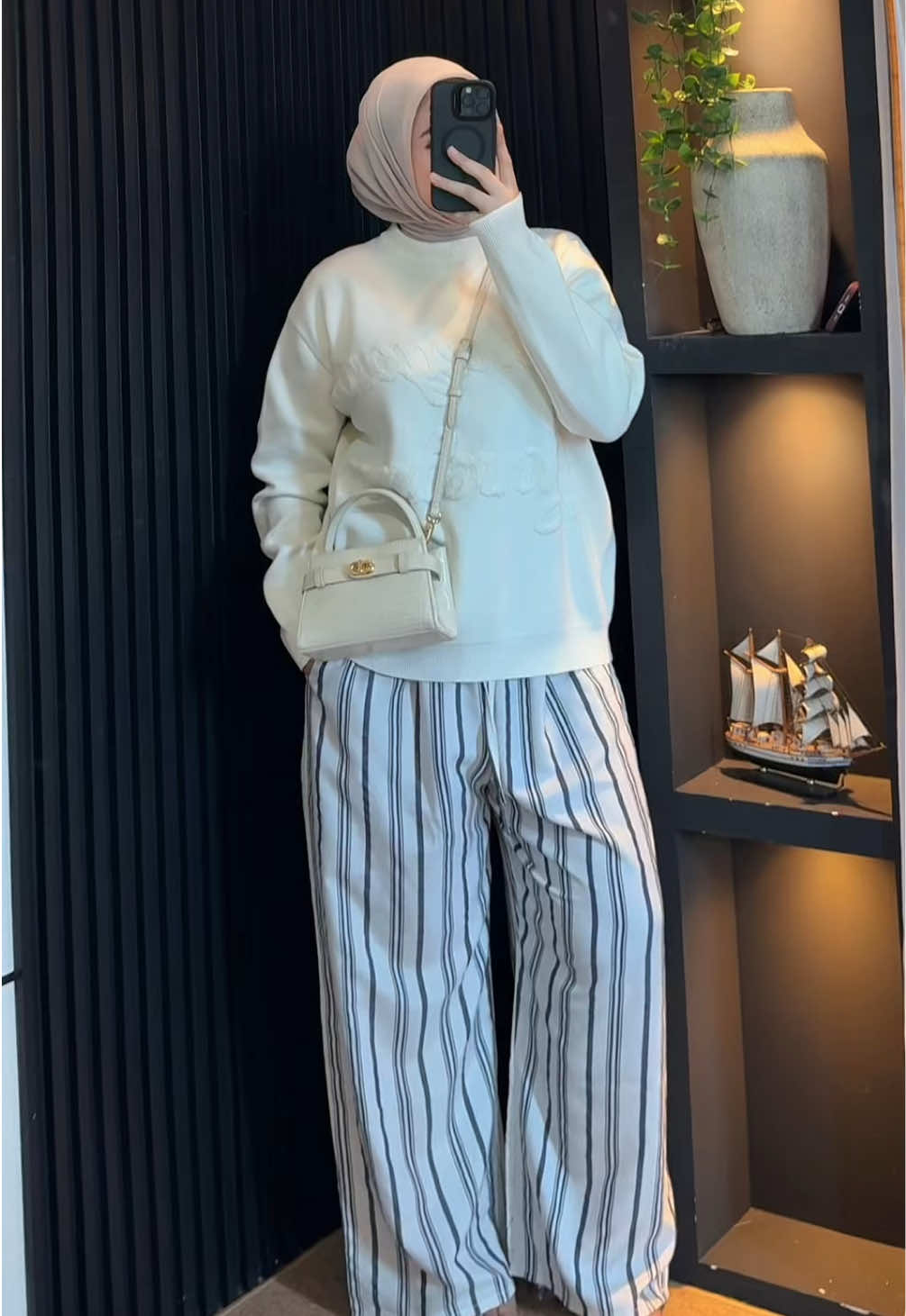 RESTOK❗️ Linen cloud navy, abu & cream