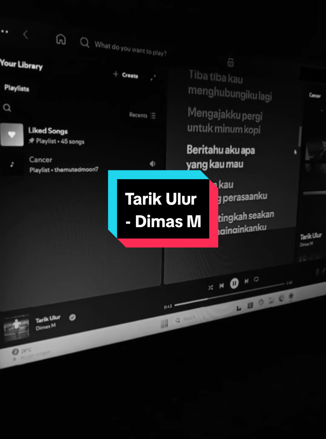 jangan kau gantung perasaanku🙇 #foryoupage #liriklagu #tarikulur #lyrics #spotify 