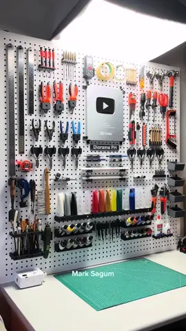 Building my DIY pegboard tool hanger for my art and crafting station 🎨✨ #DioramaPH #dioramaartist #pegboard #artstation #DIY        