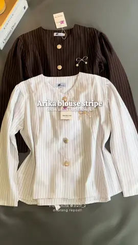 Arika blouse stripe warna paling bestseller putih dan choco nih by @Lbitzofficial  #kemeja #OOTD #outfit #outfitideas #fypシ #fyppppppppppppppppppppppp 