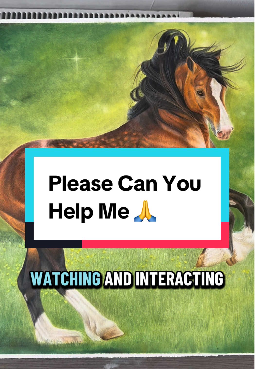 I would love to get this piece professionally scanned so I can get prints made of him but it’s going to cost me! #helpanartist #horseartwork #artworkreveal #supportasmallartist #horsesoftiktok 