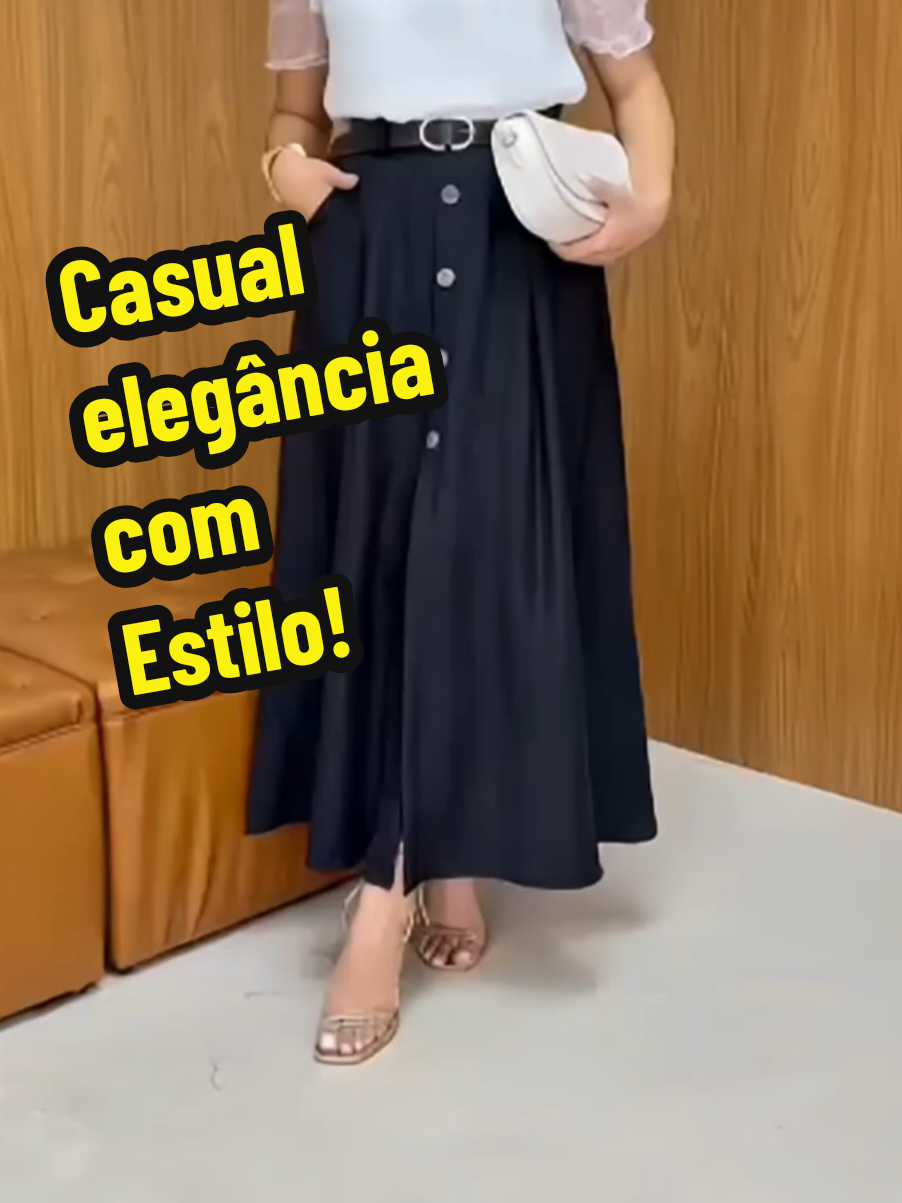 Dê uma olhada em Saia Longa em Duna Linho Forrado com Botões na Frente Moda Casual Elegante Moda Evangelica Compre na Shopee, link nos comentários 