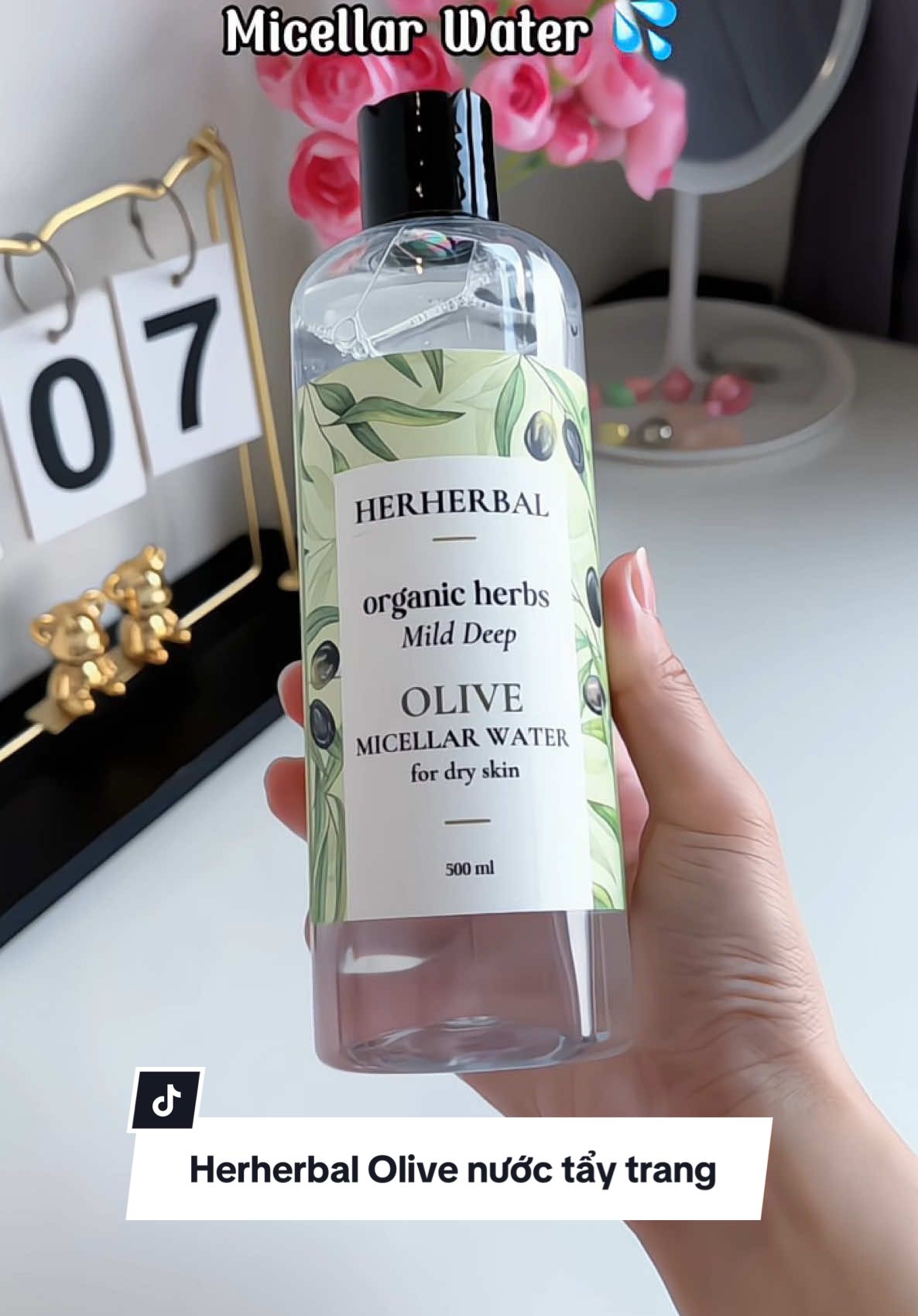 Herherbal Olive Micellar Water 🌿 Sạch sâu – Ẩm mượt – Dịu nhẹ #Herherbal #OliveMicellarWater #nuoctaytrangsachsau 