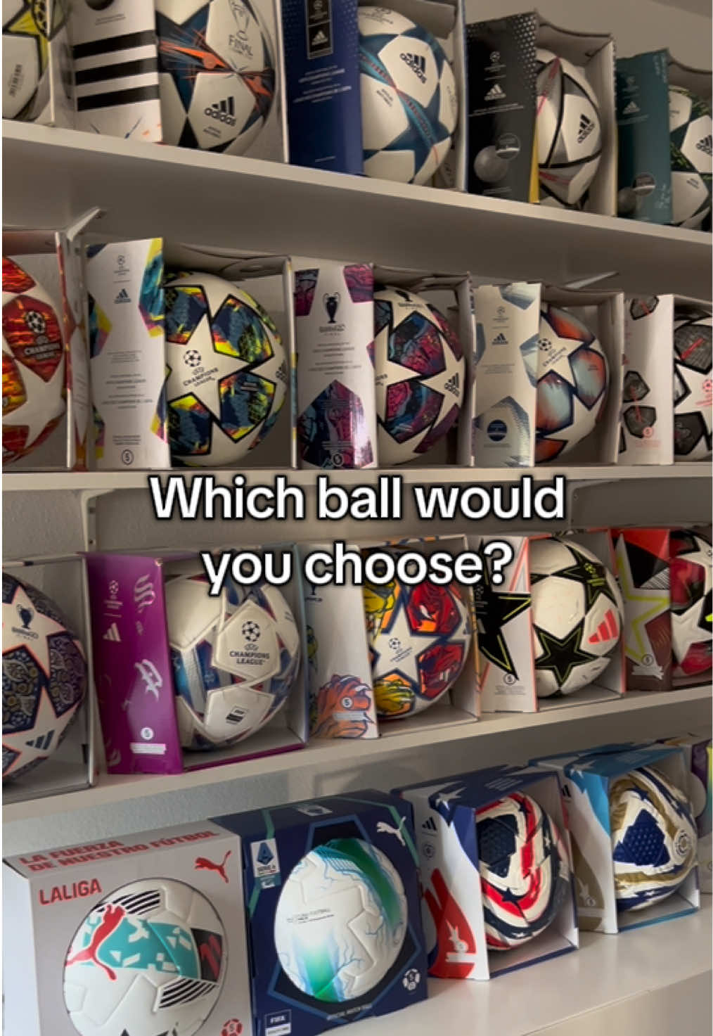 Which match ball from my collection would you choose? #officialmatchball #footballtiktok #soccerballs #collection 
