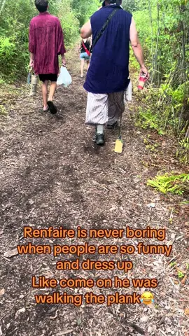 My favorite time of the year is upon us and I’m so happy.  Went opening day and had a blast looking at everything and passing out trinkets. This guy had us dying walking in. Opening weekend was pirates and pups so he came as a pirate and was walking the plank 😂💀  #renaissance #renfaire #pirate #walktheplank #michiganrenfest 