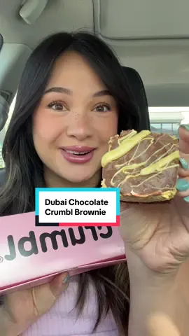 Trying the Dubai chocolate brownie from @Crumbl! Along with two other minis. Is it worth it? #dubaichocolate #crumblreview #crumblcookies #dubaichocolatebar #dubaicrumbl 