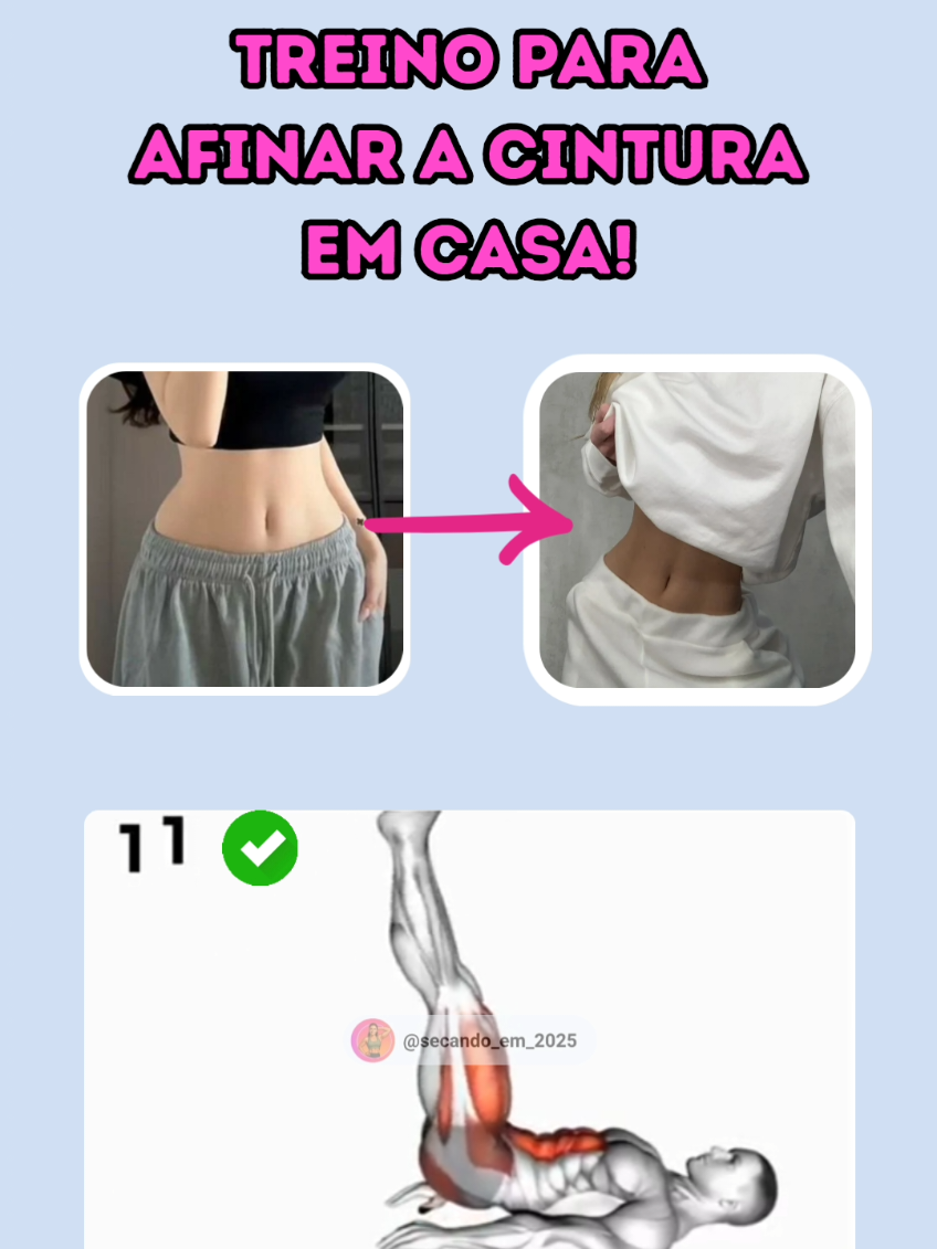 Faça esses 4 exercicios 🌷 E afine sua cintura em casa #emagrecer #academia #treino #gym 