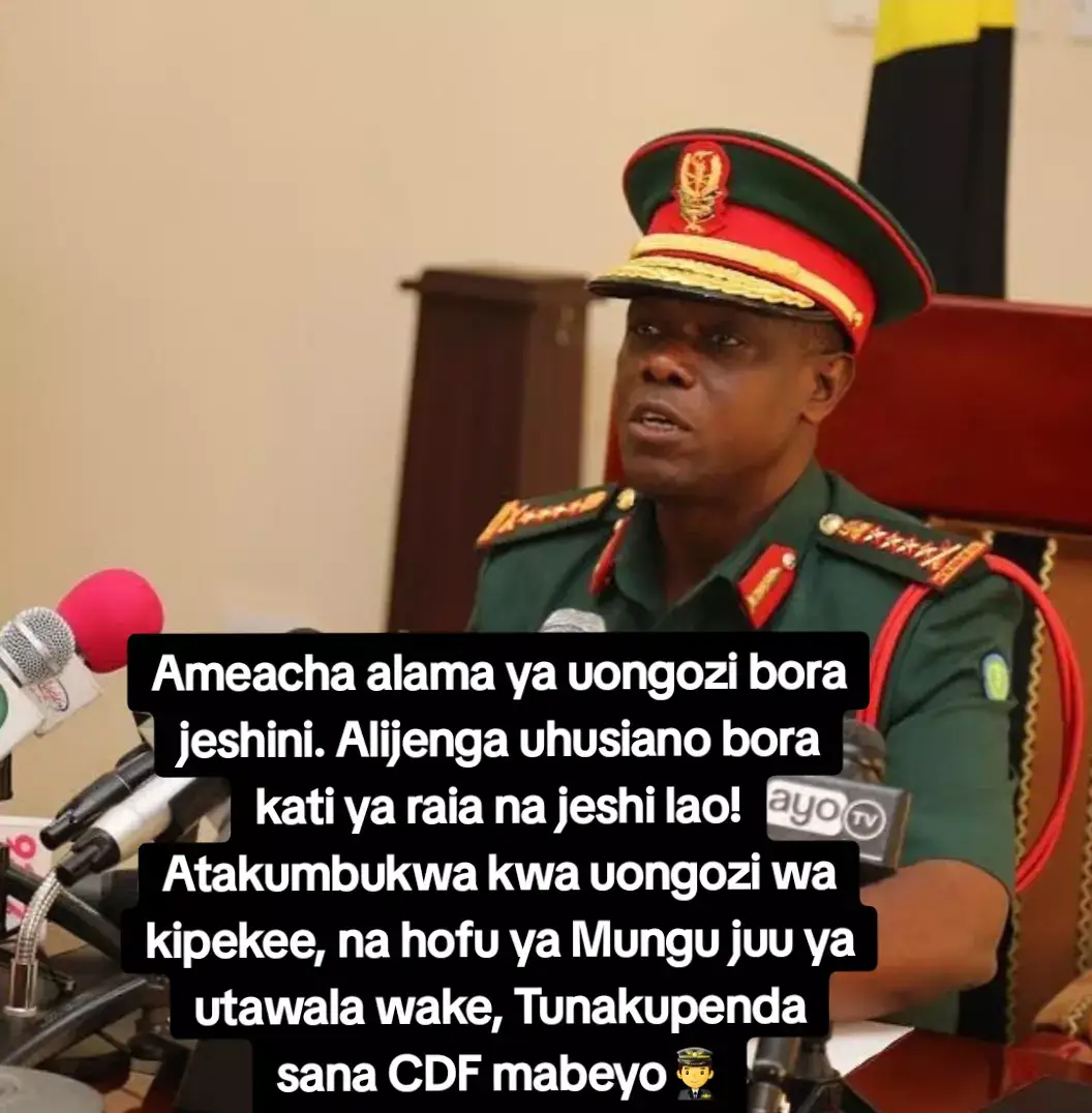 Atakumbukwa kwa maneno na maagizo yake kwa jeshi lake! Alilitaka jeshi liheshimu raia, na raia walipende jeshi lao. 💪👨‍✈️
