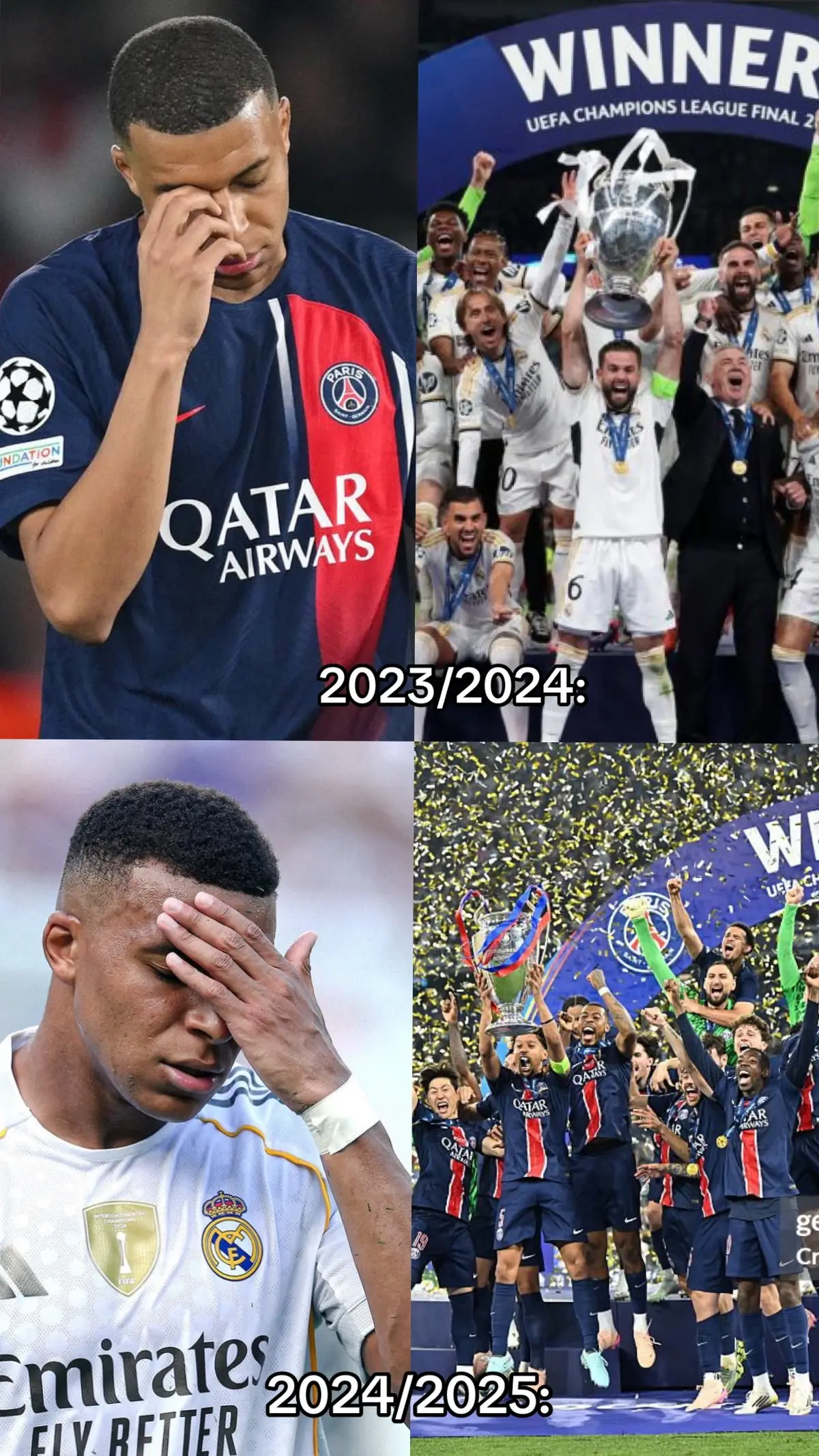 Kylian Mbappé Lottin (born 20 December 1998)[2] is a French professional footballer who plays as a forward for La Liga club Real Madrid and captains the France national team. Widely regarded as one of the best players of his generation, he is known for his dribbling, finishing, and speed. Born in Paris and raised in nearby Bondy, Mbappé began his senior club career in 2015 with Monaco, where he won the Ligue 1 title in the 2016–17 season. In 2017, aged 18, Mbappé signed for Paris Saint-Germain on an eventual permanent transfer worth €180 million, making him the second-most-expensive player and most expensive teenage player of all time.[3] With PSG, he won six Ligue 1 titles and four Coupes de France, including a domestic quadruple in the 2019–20 season, while also leading the club to its first ever UEFA Champions League final in 2020. He is the club's all-time top goalscorer, ranks third in assists, and is the seventh-highest goalscorer in Ligue 1 history. In 2024, after several years of speculation, Mbappé joined Real Madrid on a free transfer. He won the UEFA Super Cup and the FIFA Intercontinental Cup in the first half of his debut season, scoring in both finals. Breaking the record for the most goals scored by a Real Madrid player in their debut season, he also won the Pichichi Trophy and his first European Golden Shoe. #fypシ #realmadrid #mbappe #viral #foryoupage 