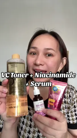 Buy 1 take 2 500ml VC toner + Niacinamide Serum + Sunscreen #toner #vctoner #niacinamideserum #sunscreen #skincare     