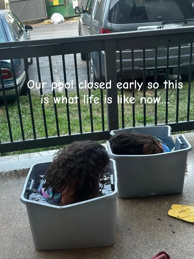 When the pool’s closed but the toy bins are OPEN. Backyard luxury at its finest!#poolparty #foryou #fun