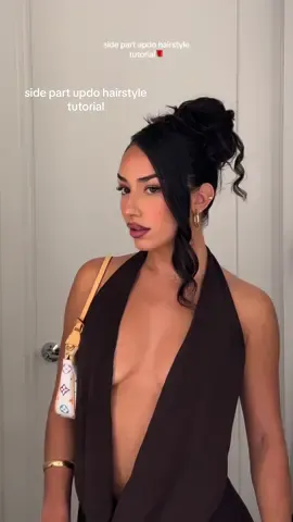 side part updo hairstyle tutorial🌹 perfect for a romantic date night look🤎 #sidepart #sideparthairstyles #updo #updohairstyle #hairtutorials 