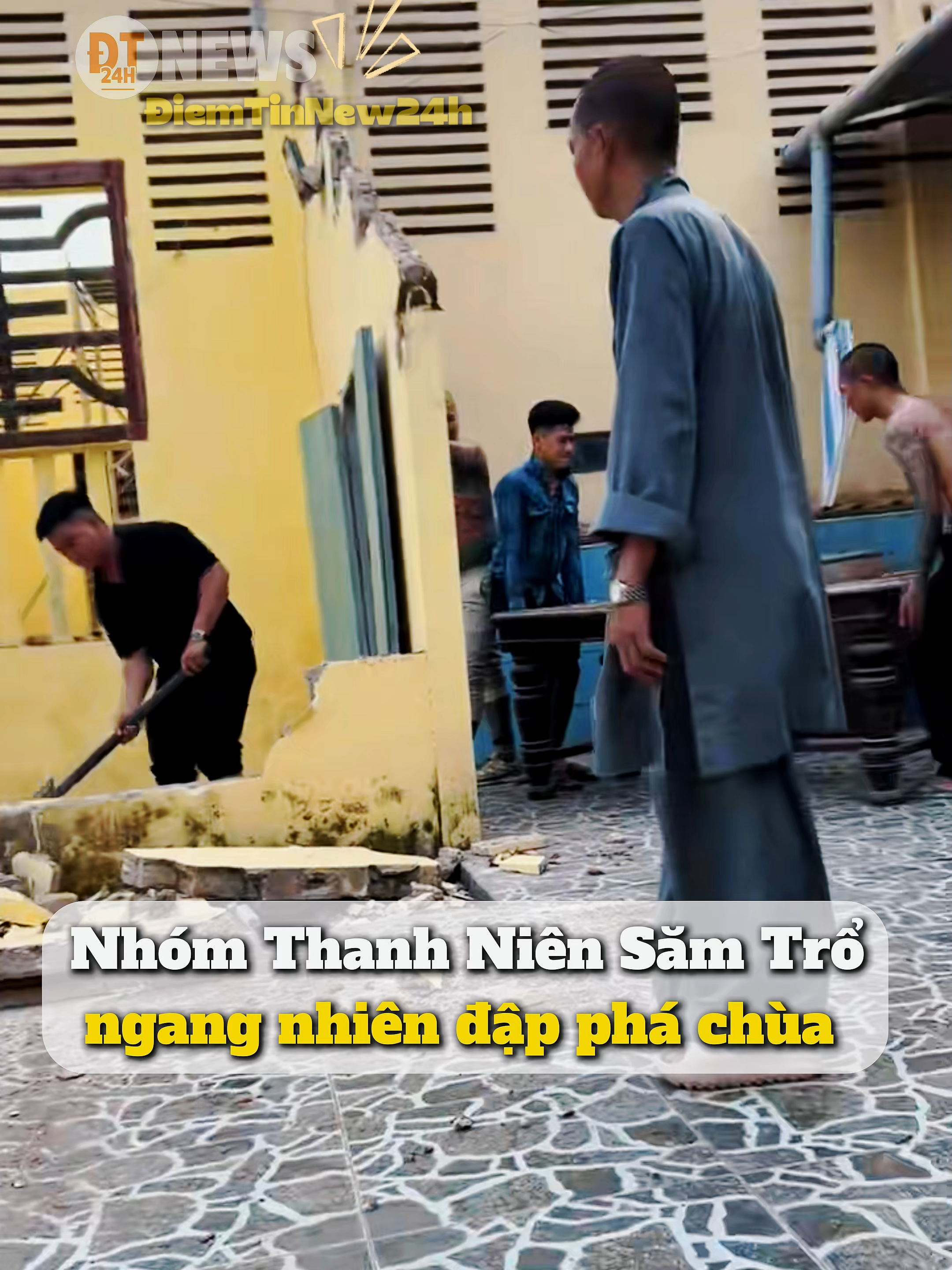 Nhóm Thanh Niên săm trổ đập phá Chùa #diemtinnew24h #tintuc #phapluat #giangho #xahoi #viectute