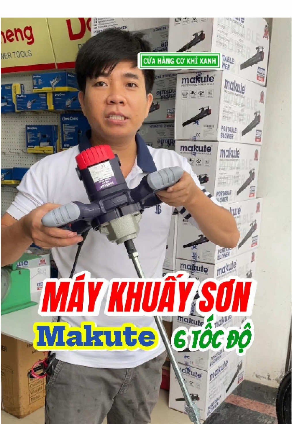Máy khuấy sơn Makute 2 tay cầm, chỉnh 6 tốc độ : khuấy trộn sơn, bột trét, trộn vữa… #maykhuaysoncamtay #maytronvuacamtay 