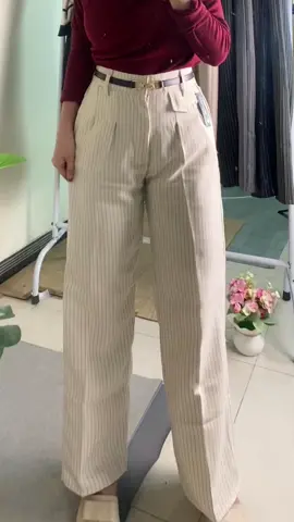 Cream #oropants #stripepants #loosepants #celanawanitamurah 