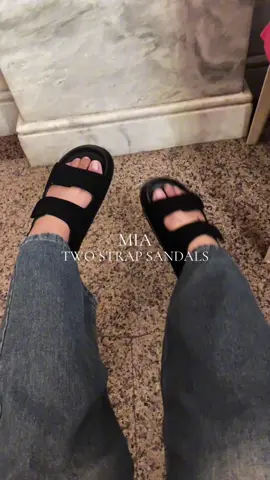 Two strap sandals✨ #miasandals #twostrapsandals #miashoes #blacksandals 