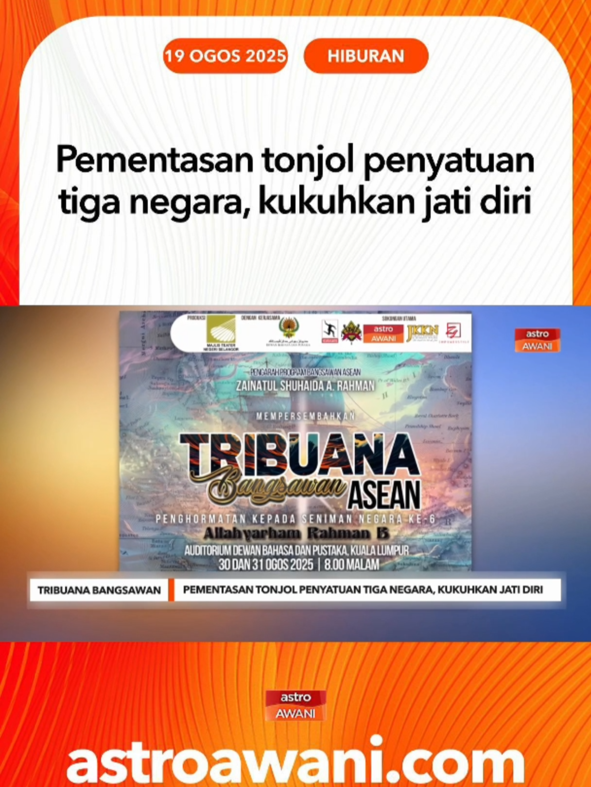 Teater Tribuana Bangsawan jadi platform penting mendekatkan anak muda kepada seni budaya Nusantara, sambil memelihara bahasa, adab dan peradaban yang kian terhakis. #AWANInews