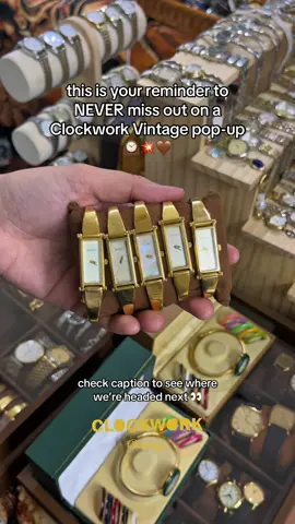 All these unique vintage watches and more? ONLY at Clockwork Vintage 🤎 We’re taking over BGC with 2 pop-ups next weekend (AUG 22-24) 💥 AUG 22-24: Artisan Village Pop-Up Market at 📌 Burgos Park, Forbes Town, BGC | ⏰ 2 PM to 11 PM AUG 24: A Very Laufey Day at 📌 The Yard, 8F Menarco Tower, BGC | ⏰ 10 AM to 9 PM  See you in BGC this weekend, Clockwork Girlies!  Follow us to always stay updated 💌 We might just pop-up near you sooooon 👀 #clockworkvintage #clockwork #fleamarket #taguigcity #BGC 
