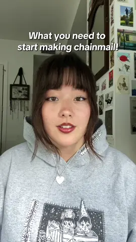 Chatting about the supplies I bought to start making chainmail :) In short, this all you need to get started: - 2 pairs of pliers  - earring finding/jewelry clasps (if          you want to make jewelry) - & lots of jump rings!  I talk more in depth about why I bought jump rings in certain sizes and what their measurements mean, but for reference, here are the sizes I purchased from Chainmail Joe: - 16SWG 7/32” (AR 3.5) - 16SWG 5/16” (AR 5.0) - 18SWG 3/16” (AR 4.0) Hope this was helpful! 💕 #chainmail #chainmaillejewelry #crafts #fyp 