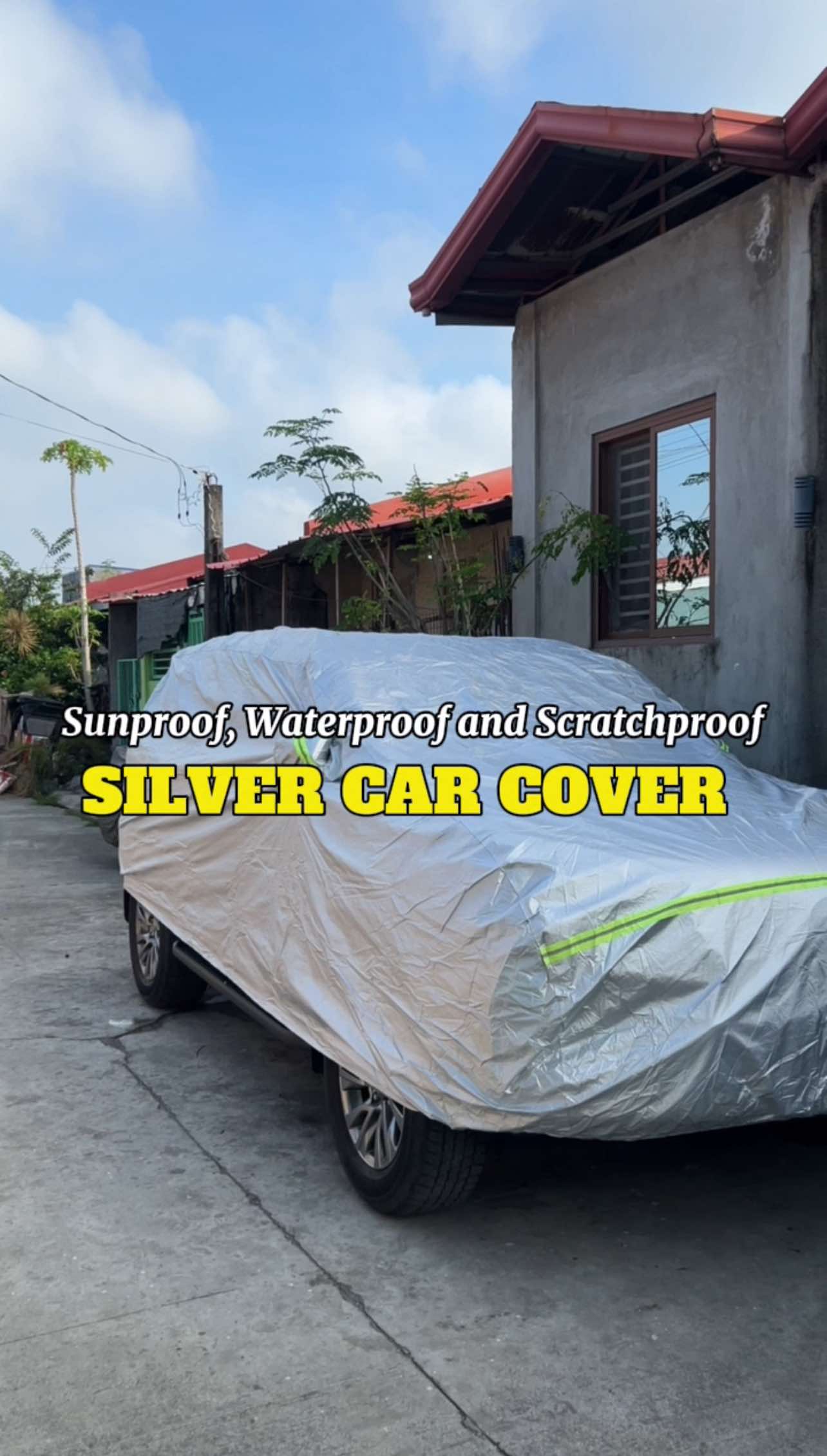Naka tatlong bili na kami ng car cover at itong silver Light colored car cover na ‘to ang so far pinaka-bet namin!Nag rereflect lang kasi sikat ng araw dito at the same time, waterproof at scratch resistant na din dahil makinis ang kanyang inner part. #carcover #carcovers #coverforcar #3layerscarcover #waterproofcarcover 