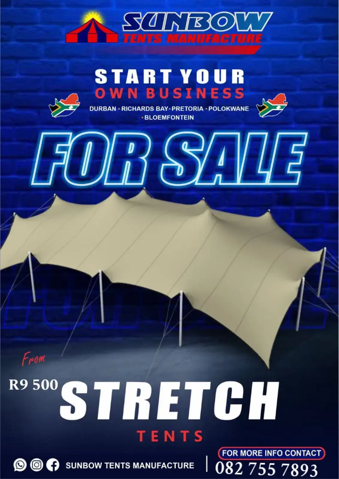 Stretch Tent Aluminum Poles  Ropes  Clips Pegs