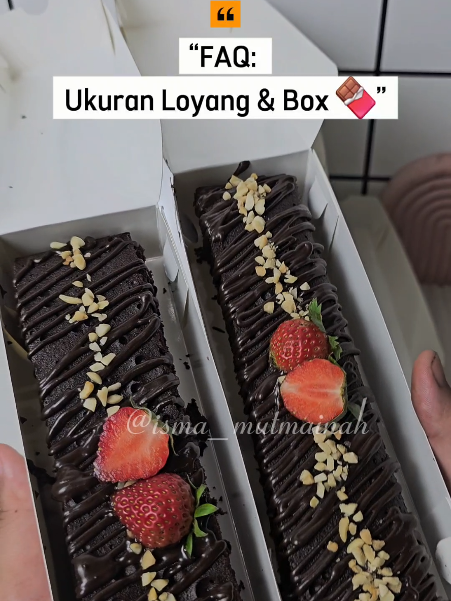 Membalas @jr.getsjey “Banyak yang tanya ukuran loyang & box brownies aku 🍫 👉 1 resep bisa pakai loyang 20x20 cm jadi 1 loyang 👉 atau pakai loyang 20x10 cm jadi 2 loyang Boxnya ukuran 20x6,5 cm sudah laminasi, jadi lebih kuat & premium ✨ Kalau mau boxnya, aku taruh link di keranjang kuning ya 🛒” #jualankue #brownieskukus #kuehomemade #peralatankue #modalkontendoang 