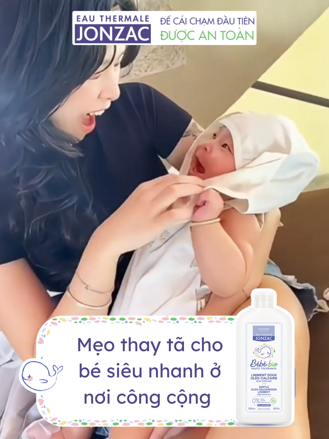 Mẹ đã biết mẹo thay tã cho bé siêu nhanh, không cần rửa lại với nước nhưng an toàn chưa❓❓ 🫶🏻 #jonzac #kemthaytajonzac #dungdichvesinhthaytajonzac #jonzacbébébio