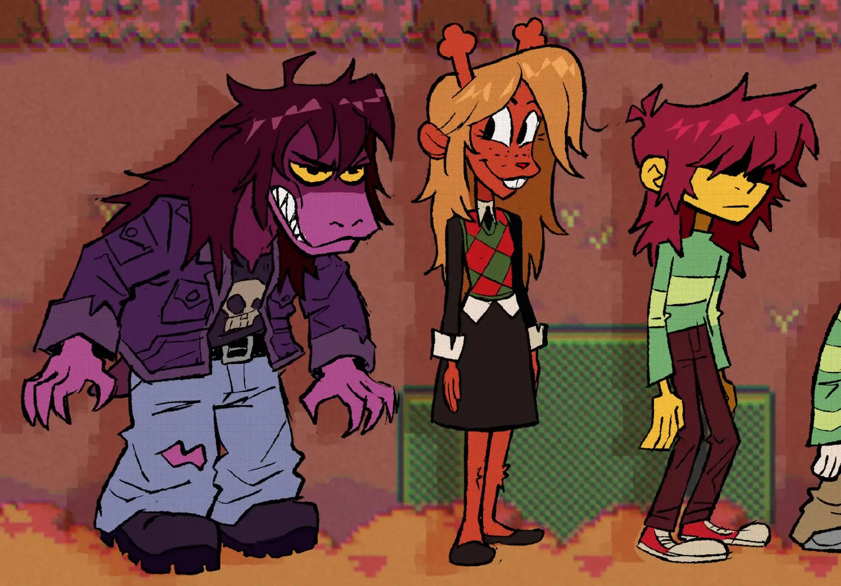 Time for another long description because for some reason those work better I'm just going to voice to text and not even edit it this is another deltarune fan art this time it's a lineup of all the characters standing next to each other and my precious little guy togore is the shortest he's so small he's so very small other people will blame it on his picky eating habits but sometimes people are just short and that is okay meanwhile his brother as real dreamer is so very tall and he stands up straight imagine standing up straight I can't I would never do that but he does it all the time and he also loves The legend of Zelda #deltarune #fanart #asrieldreemurr #roaringknight #togore 